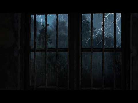 Dark Abandoned Building Rain Ambience 🌧️⚡ Rain and Thunderstorm Sounds for Relaxation & Sleeping