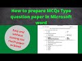 How do I  create  multiple choice sheet in microsoft word | How to make MCQS Paper in Word