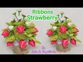 DIY//Cara Membuat Strawberry dari Pita//How to make Ribbon Strawberry