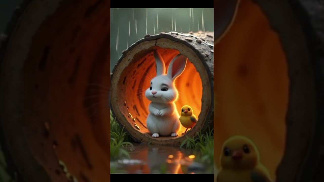 Cute Rabbit saves The Lost Bird 