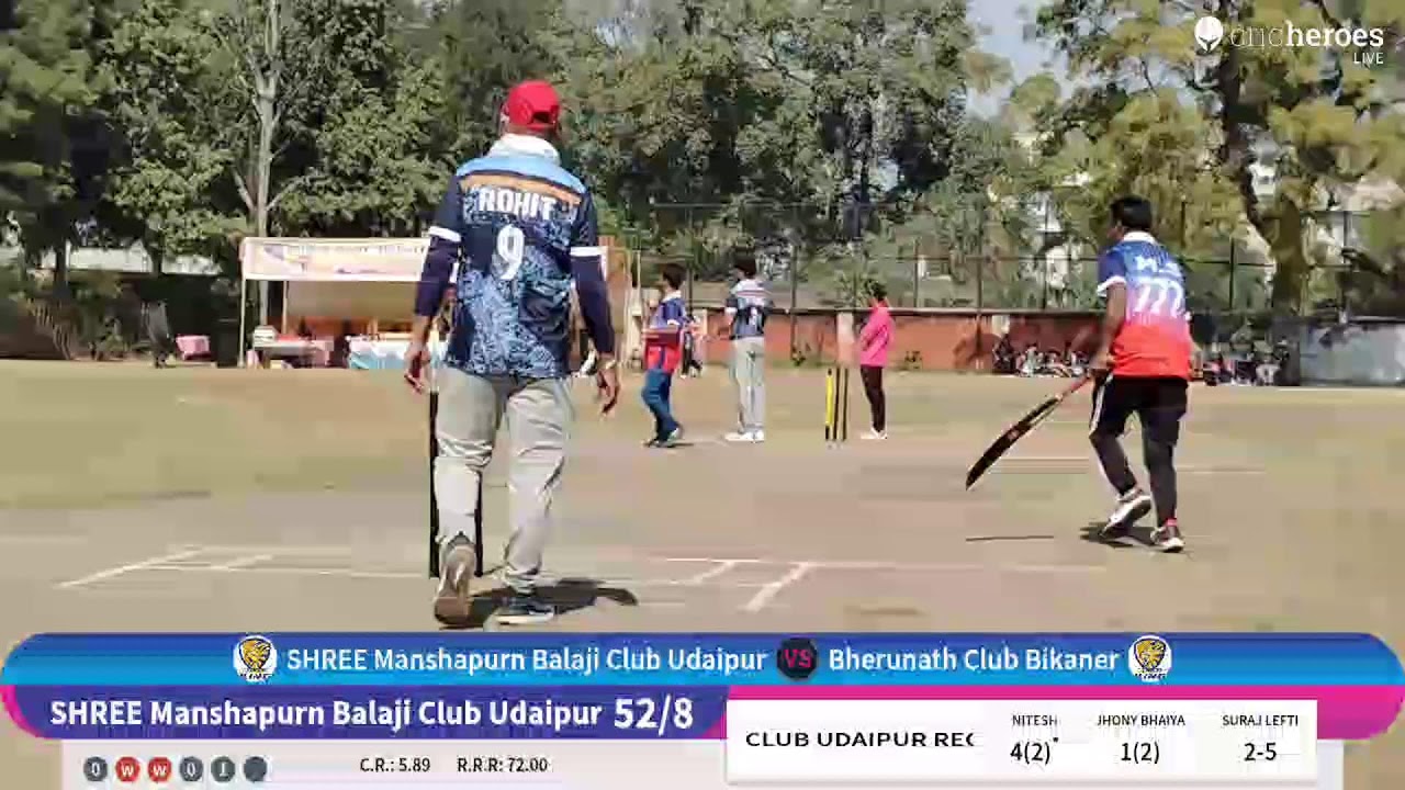 Bherunath Club Bikaner vs SHREE Manshapurn Balaji Club Udaipur live cricket match | Rvpl -3 live -