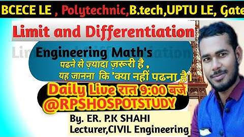 BCECE LE Limit and Differentiation Lecture 3 LIVE, UPTU LE, jharkhand lateral Entry Maths Syllabus