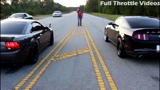 600+ HP 2.3 Whipple Cobras and 2012 Shelby battle it out on the street.