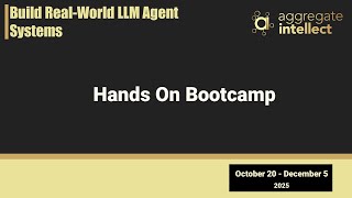AI Agents Bootcamp: Master Your Agentic Project with Guided Workflows, Labs & 1 1 Mentorship
Join the next cohort of this bootcamp:
https://www.ai.science/products-services/llm-agents-bootcamp
This bootcamp gives you a practical, hands-on roadmap for building LLM-powered agentic systems by baking the curriculum into runnable workflows. You’ll get access to a master orchestrator and about ten turnkey workflows that assess your progress, tell you what’s due next, and point you to the exact exercises you should run that week. The program is built to be actionable: Mondays are interactive labs where instructors run the workflows live and show you how to follow along, Wednesdays are build standups for rapid feedback from mentors, and each week you get a 30-minute one-on-one slot to unblock problems or refine your project direction.
#LLMAgents #AIbootcamp #AgenticWorkflows #MLOps #PromptEngineering #AIProductDevelopment #NoCodeAI #LangGraph #n8n #AImentorship AI Agents Bootcamp: Master Your Agentic Project with Guided Workflows, Labs & 1 1 Mentorship
