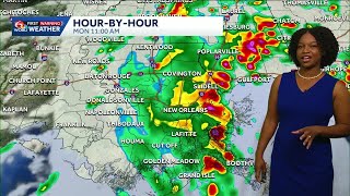 Impact Day: heavy rain continues across the area on Memorial Day in New Orleans