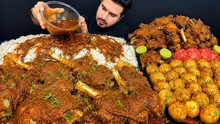 Asmr Eating 2 Spicy Mutton Legs With Extra Gravy 20 Eggs Rice Real Mukbang No Talking