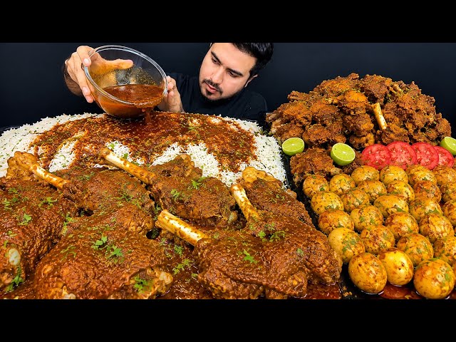 ASMR; EATING 2 SPICY MUTTON LEGS WITH EXTRA GRAVY 20 EGGS RICE    REAL MUKBANG NO TALKING 