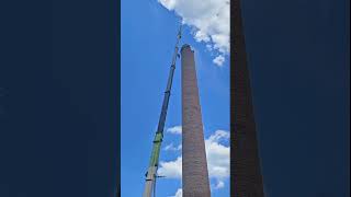 Demolition of a Super Tall Chimney Using a Powerful Crane Swing