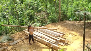 The girl's house was burned down, and they dug up the foundation and carried wood into the new one.