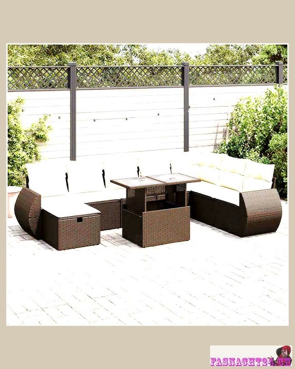 9-Tlg. Garten-Sofagarnitur Mit Kissen Schwarz Poly Rattan