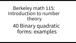 Introduction to number theory lecture 40. Examples of positive definite forms
