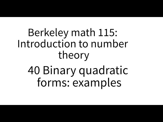 Introduction to number theory lecture 40. Examples of positive definite forms