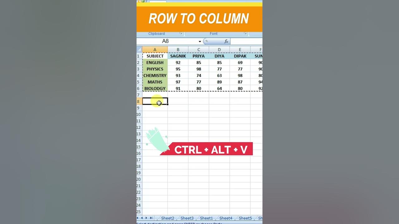 How to convert Row to Column in Excel 👆#shorts #excel - YouTube