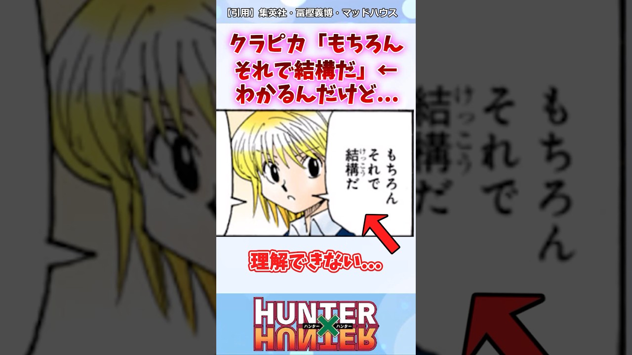クラピカ「もちろんそれで結構だ」←わかるんだけど…#ハンターハンター#ハンターハンター反応集 #shorts