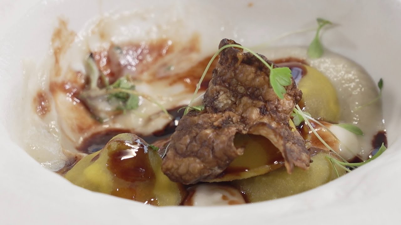 Maremma Stuffed Pasta Bubbles with Braised Beef Cheek and Red Wine Reduction