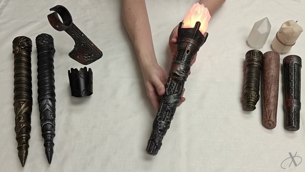 LARP LED Dragon Torch with Simulated Flame – Modular Fantasy Prop