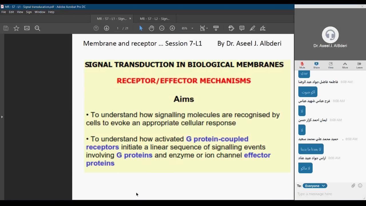 M&R - Session 7- L1&L2 - Signal transduction