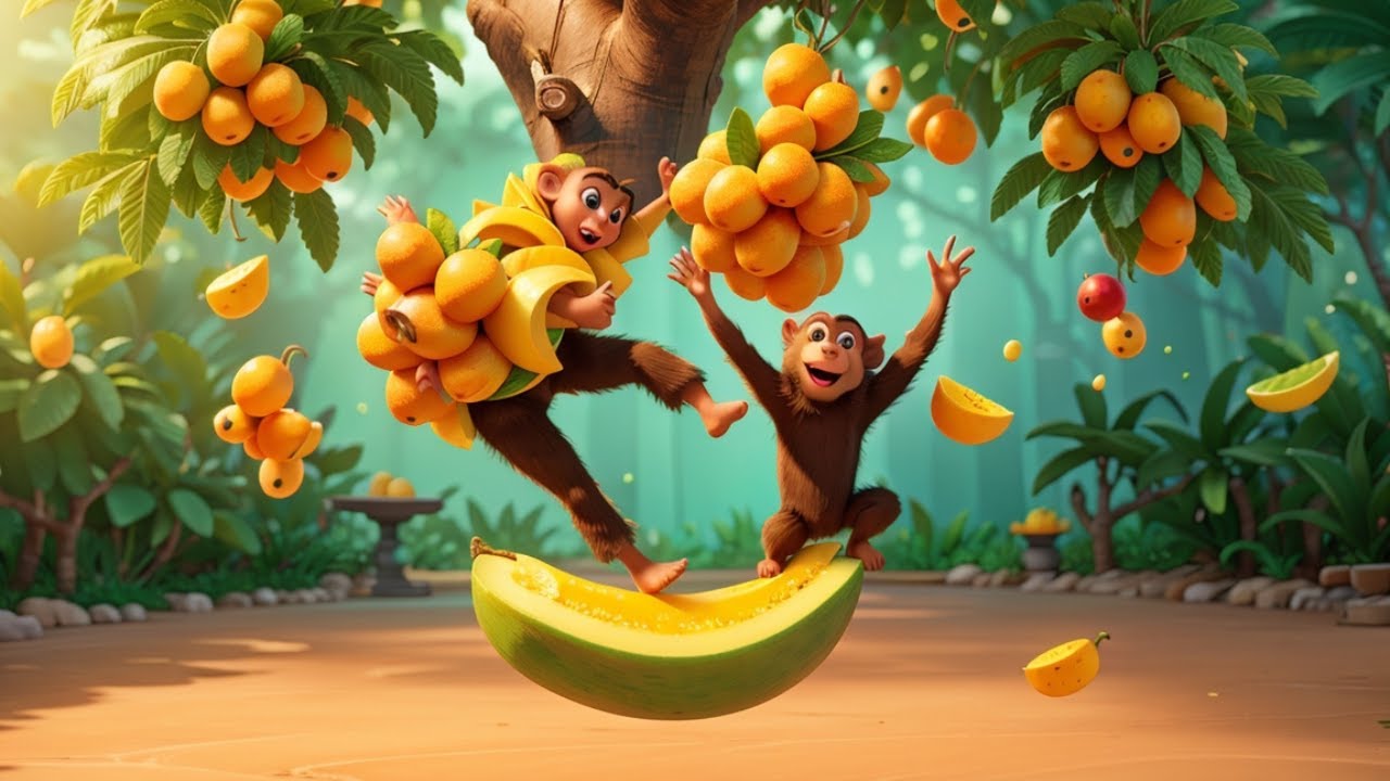Monkey on the mango tree | CocoPikachu Nursery Rhymes & Kids Songs