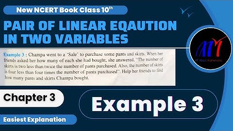 Chapter 3 Exercise 3.1 ( Example 3 ) Pair of Linear Equation in two Variables Class 10 Maths