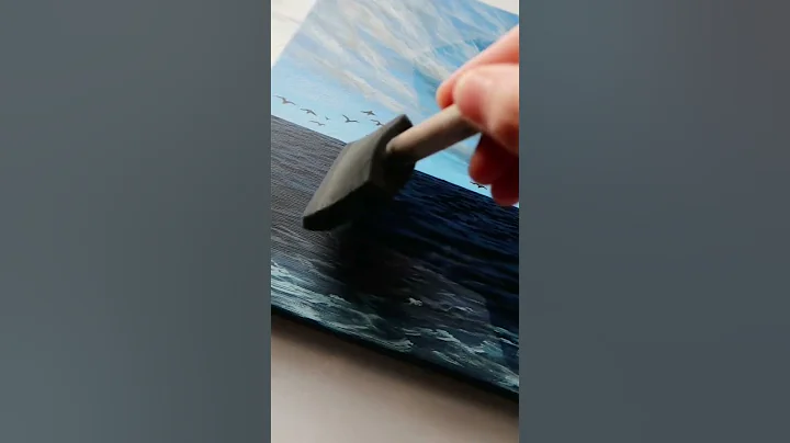 gloss varnish / blue sea seascape painting 💙 #shorts
