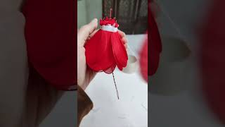 DIY Red Flower Tutorial | Easy Fabric Flower Making | Nylon Stocking Rose #RedFlower #DIYRedFlower