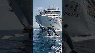 Dolphins Vs Mega Cruise Ship! 🐬🚢 #shorts #viral