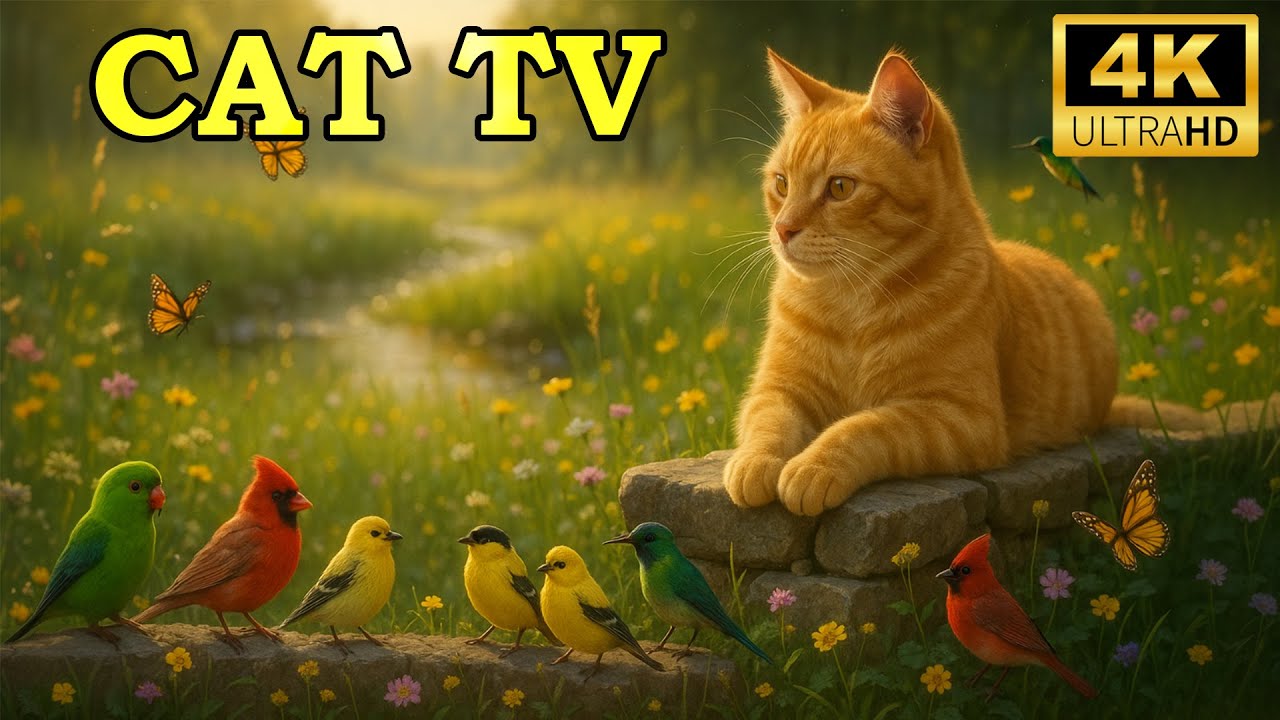 Cat TV for Cats to Watch 🐦 Morning Birds Singing with Squirrels in the Forest 4K