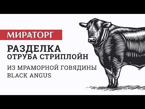 Разделка отруба Стриплойн из мраморной говядины Black Angus