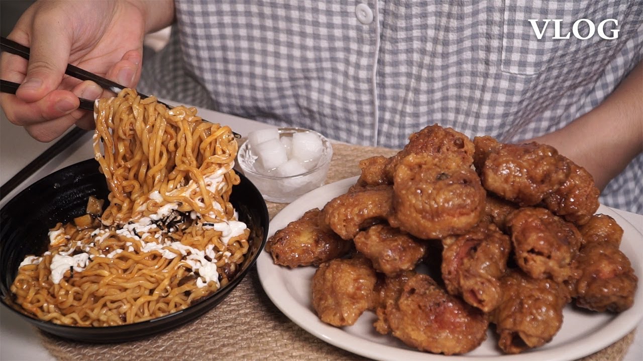 친구야 친구야 입터졌다 이말이야 집밥브이로그 • 불닭+허니콤보, 긴자료코 돈까스 • 먹방 일상 요리 vlog