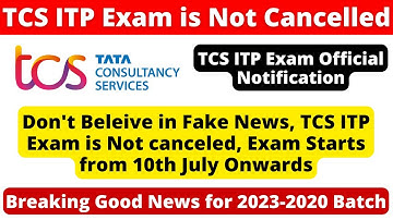 TCS ITP Hiring Official Notification | TCS ITP Exam is Not Canceled | Don