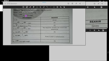 g10.  prove. week 4. right angle inscribed in a  circle. statement and reason.