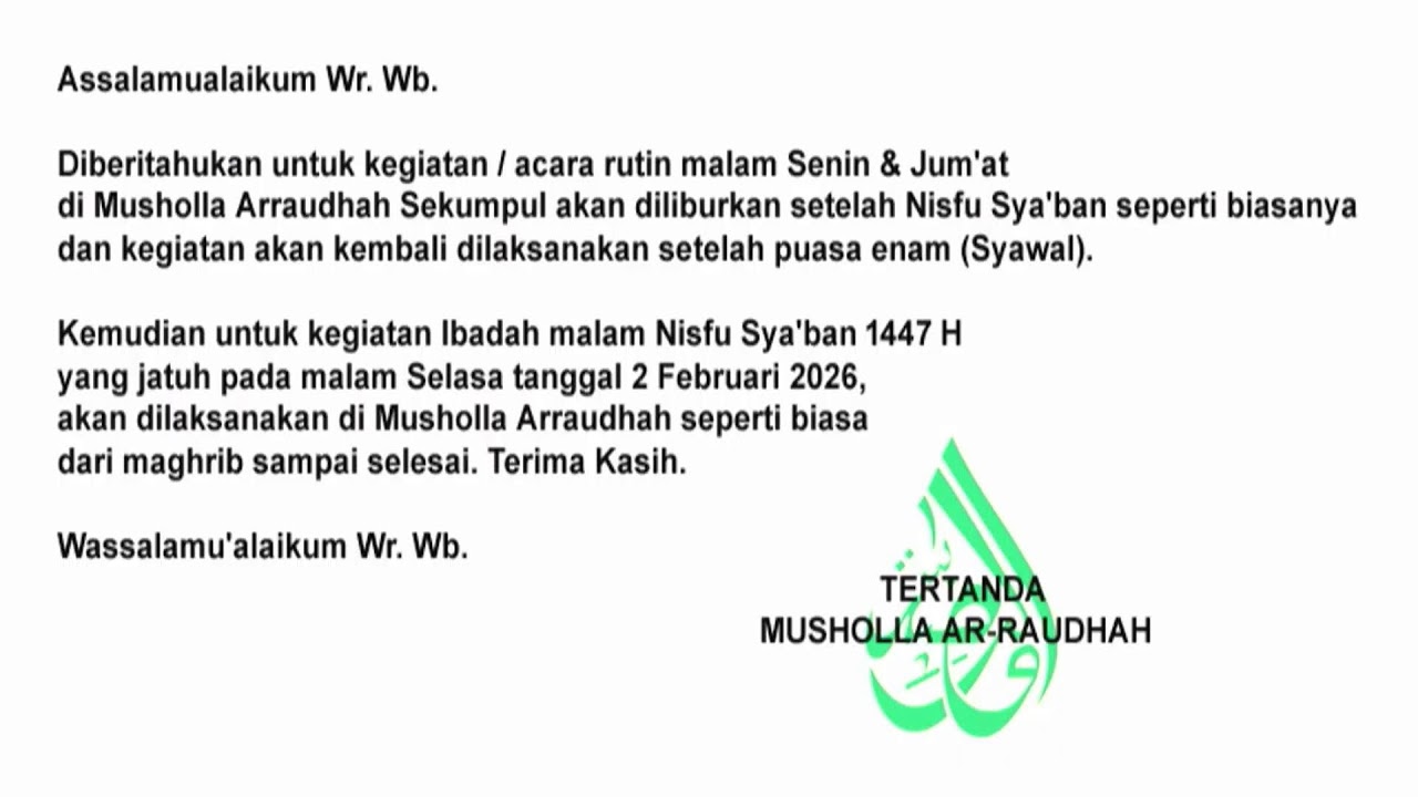 PEMBACAAN MAULID AL-HABSYI DI MUSHOLLA AR-RAUDHAH SEKUMPUL MTP KALSEL, MALAM SENIN TGL 01-02-2026