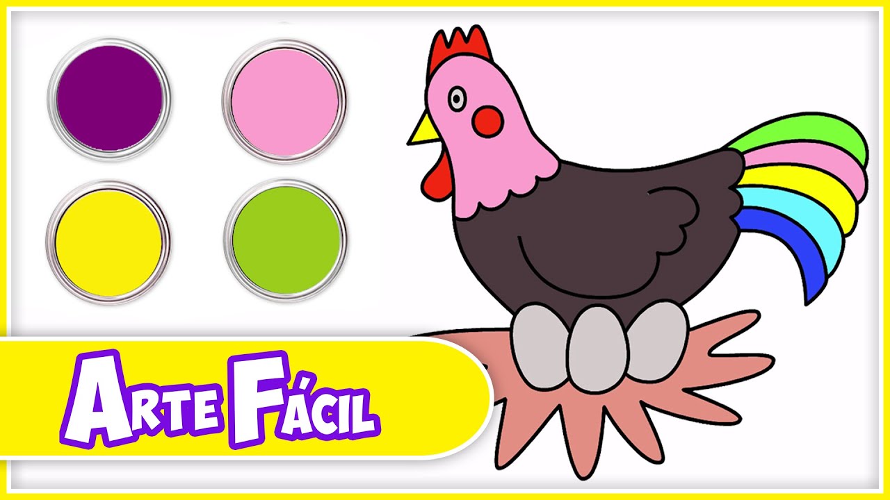 Galinha Colorida Para Crianças: Desenho Divertido E Fácil De Colorir!