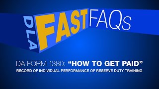 DLA Fast FAQs DA Form 1380, How to Get Paid