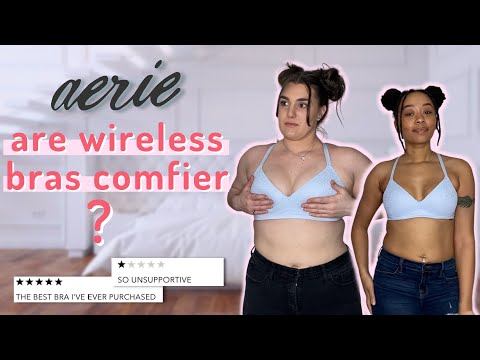 Curvy Aerie Try On Haul - standard & plus size unboxing and reviewing WIRELESS PUSH-UP bras