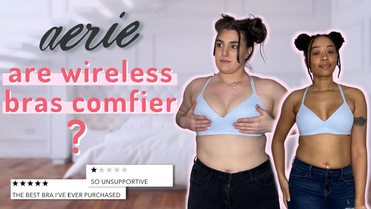 Curvy Aerie Try On Haul - standard & plus size unboxing and reviewing WIRELESS  PUSH-UP bras 