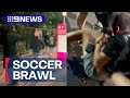 Brawl breaks out between rival soccer fans in Melbourne | 9 News Australia