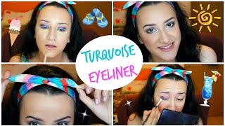 ENG:Bright Summer Makeup Tutorial : Turquoise Eyeliner | Talk Through