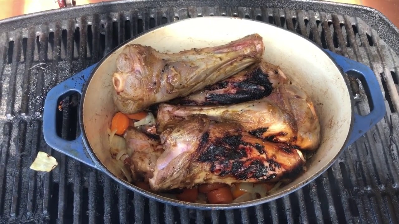 Braised lamb shanks slow cooked on the er Family Q YouTube