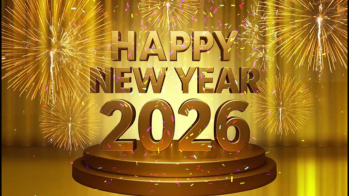 ✨ Happy New Year 2026 Wishes 🎉 | Golden Text Animation & Fireworks | New Year Greetings Video