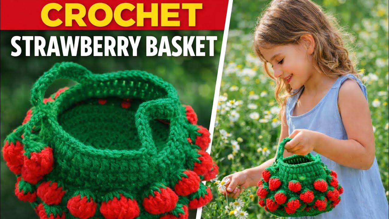 Crochet Strawberry Basket 🧺🍓 | Easy & Cute Handmade Basket Tutorial