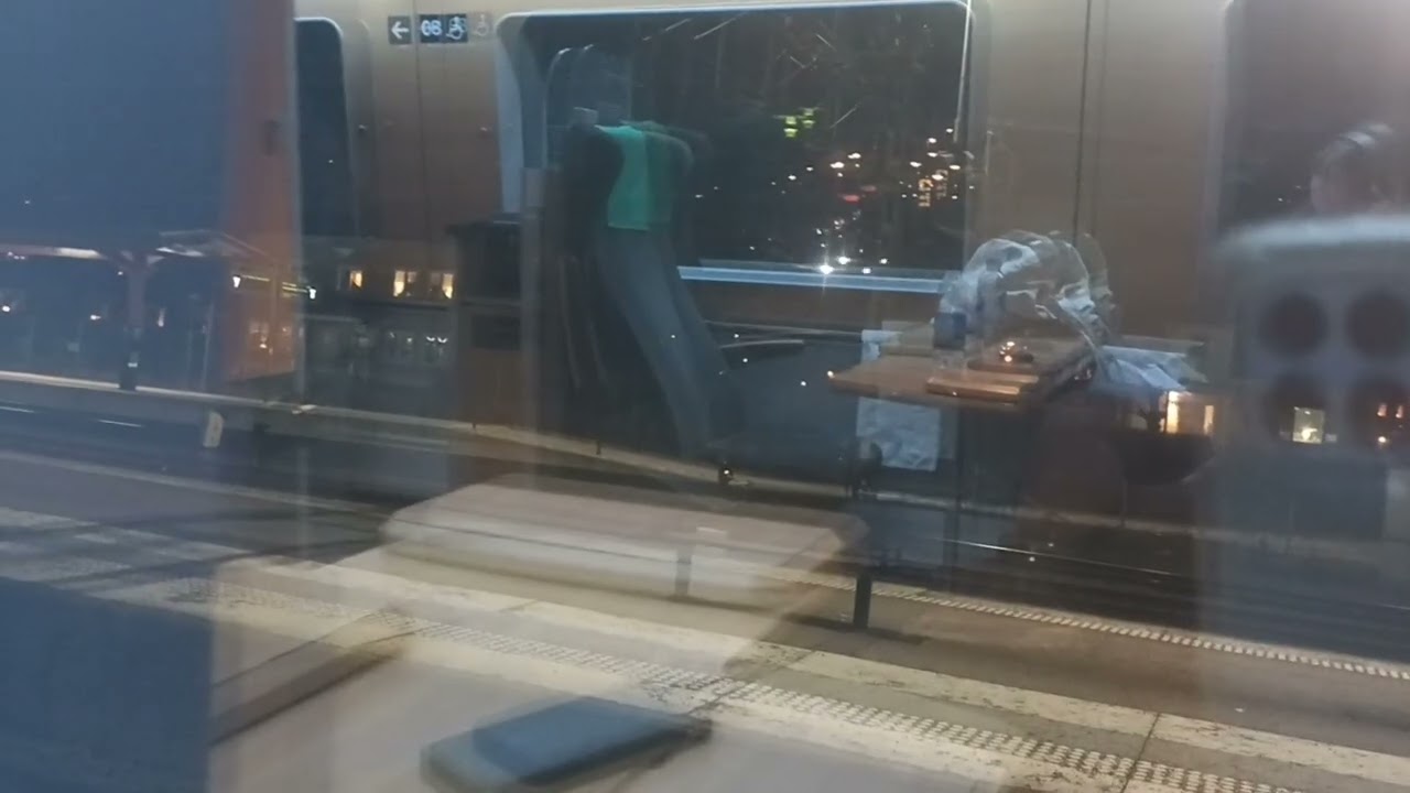 Sweden, Kristinehamn, stop and depart with SJ High speed train 643 between Stockholm and Karlstad 