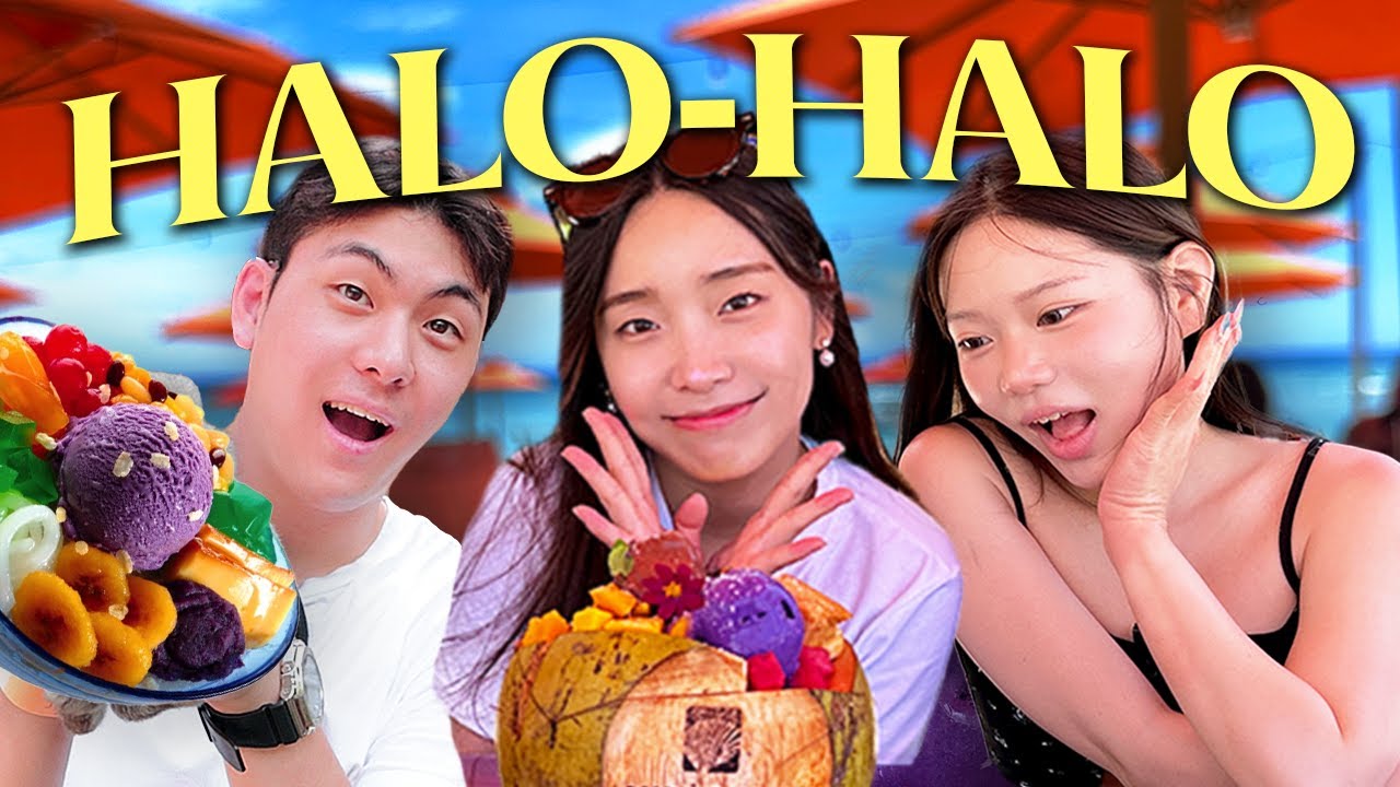 My Shy(?) Korean Friends Try Ube Halo Halo in Bohol!🍨 (Ube jam...😂)