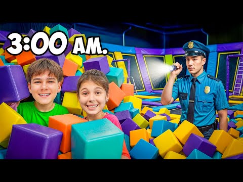 24 HOUR OVERNIGHT CHALLENGE in TRAMPOLINE PARK!
