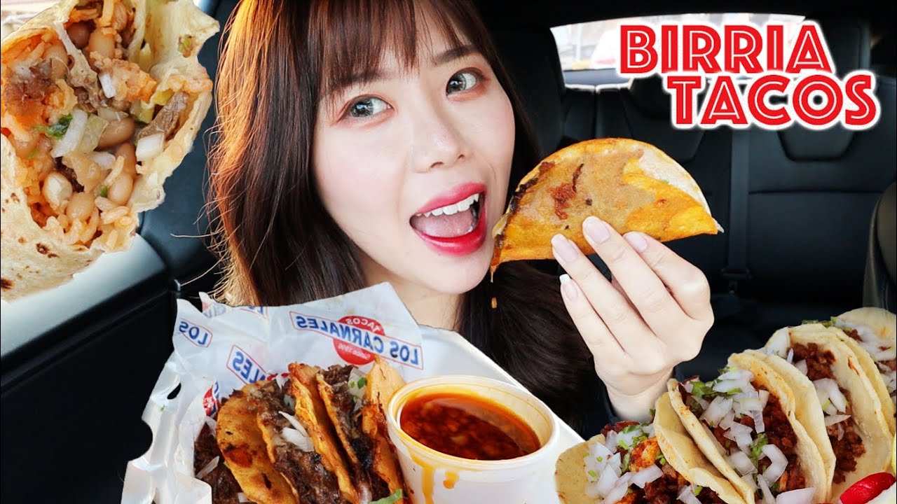 БИРРИА ТАКОС МУКБАНГ 먹방 Мексиканская еда (консоме, тако с улицы Аль Пастор, буррито Карне Асада)