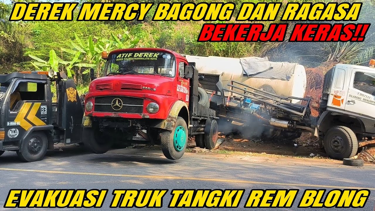 Evakuasi Truk Tangki Semen Rem Blong Truk Derek Mercy Bagong Dan Ragasa Bekerja Keras!!!