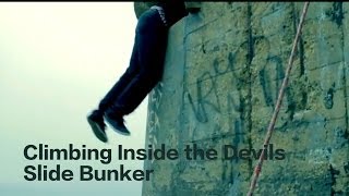 Climbing inside the Half Moon Bay Devil's Slide WWII Bunker lookout