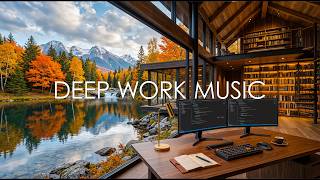 Deep Work Music for Coding, Study & Flow State | Autumn Lakeside Library Workspace | Focus Ambience