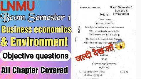 Lnmu Bcom Business economics and environment chapter wise objective questions