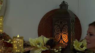 Indoor/Outdoor 18" Flickering Flame Metal Leaf Lantern by Valerie on QVC